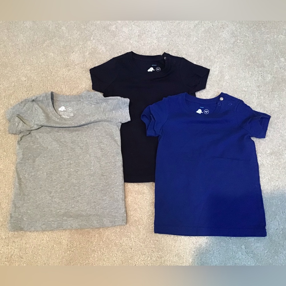 Lot of 3 Primary Toddler T-shirts, size 12-18 months